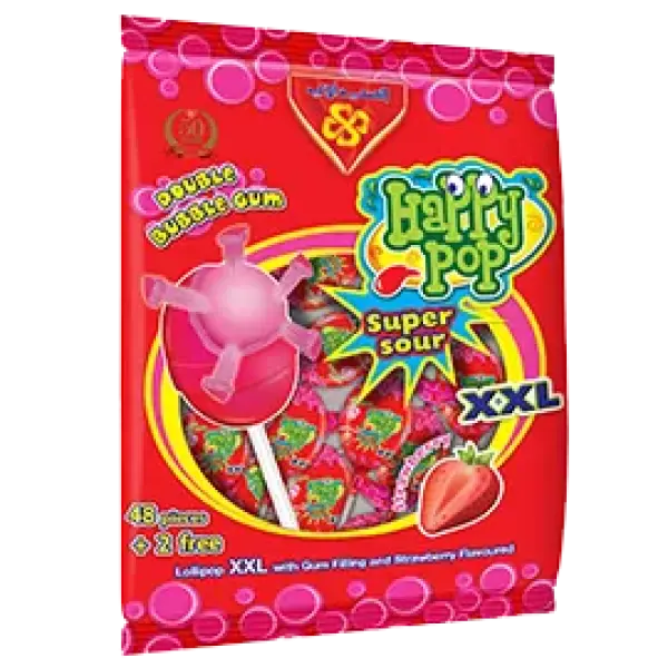 هابي بوب مصاص XXL حامض بالفراولة 50 حبة * 25 جم